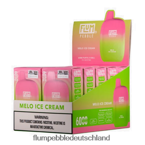 JD4B56 Flum Pebble Flavors FLUM PEBBLES 6000 Züge 10 Packungen Melo-Eis