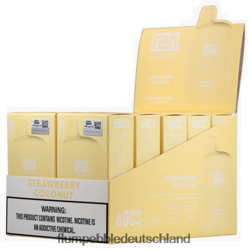 JD4B73 Flum Pebble Deutschland FLUM PEBBLES 6000 Züge 10 Packungen Erdbeer-Kokosnuss